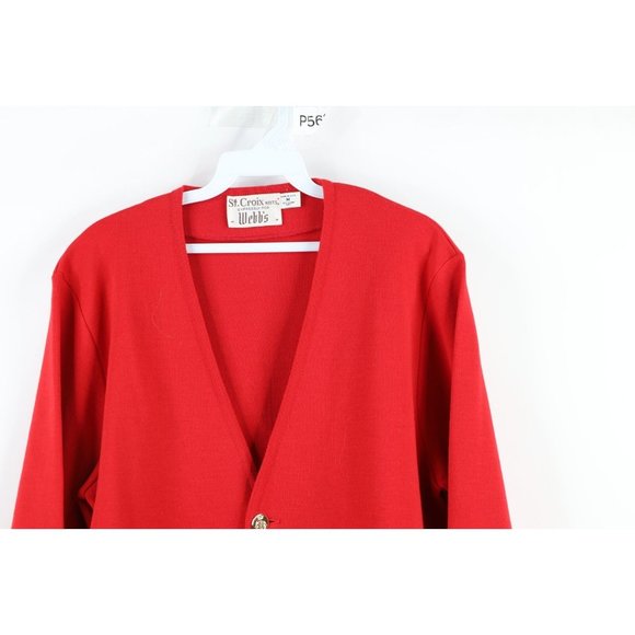 Vtg 90s St Croix Knits Mens Medium Dapper Wool Knit Pocket Cardigan Sweater USA - Picture 2 of 13